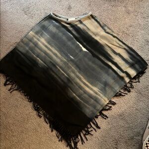 Juicy Couture Black and Gray Fringe Top